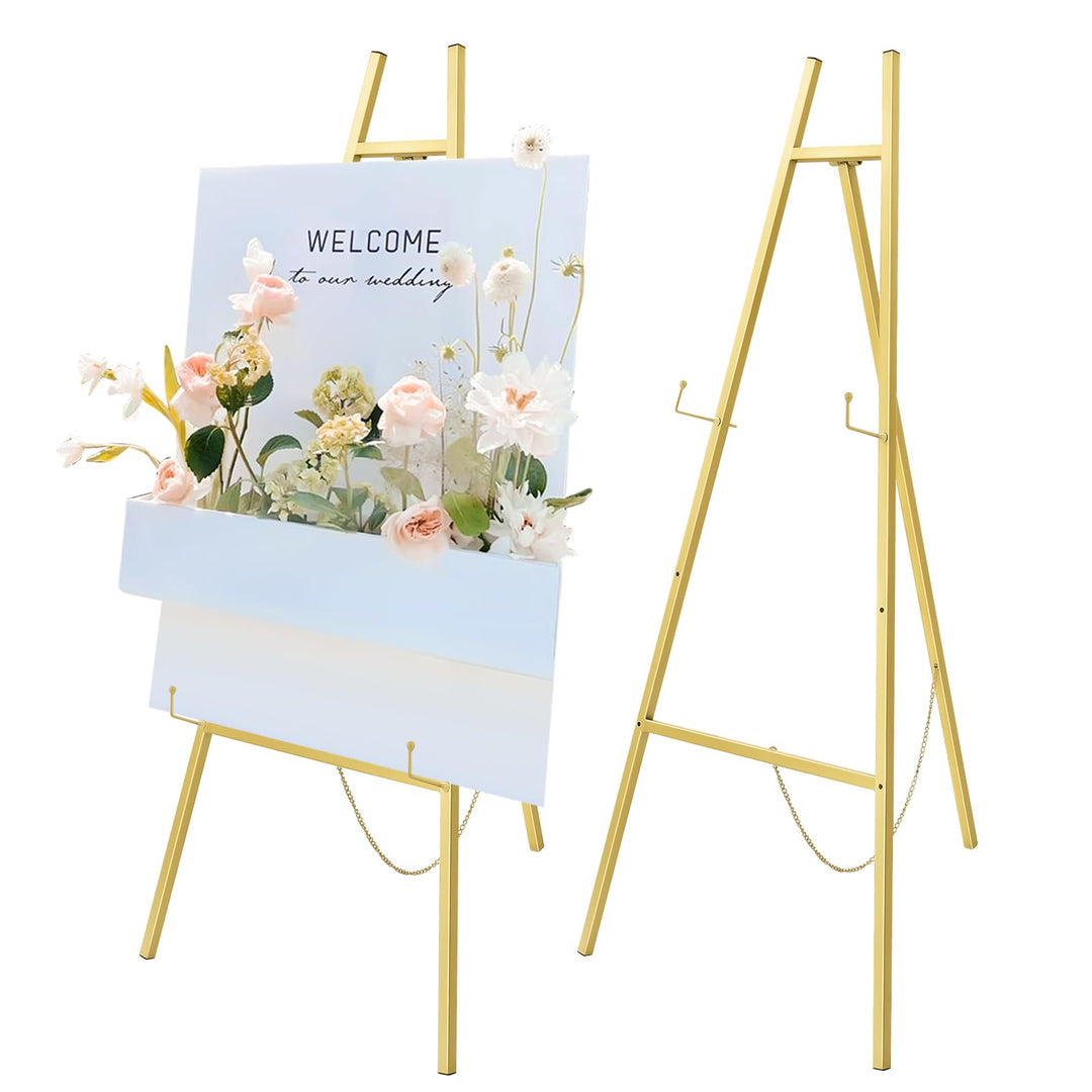 2 Stück Gold Eisen Staffelei Ständer Anzeigewinkel Anzeigen Halter Einstellbare,50×118cm Stativ Klap