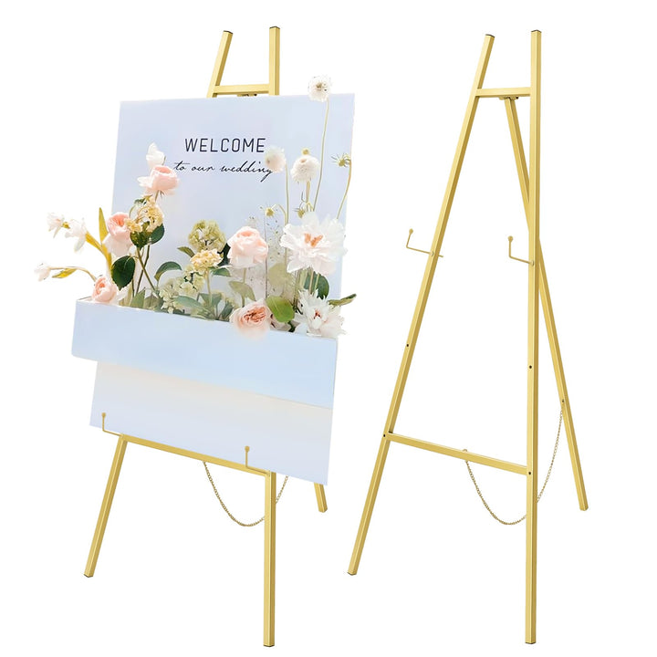 2 Stück Gold Eisen Staffelei Ständer Anzeigewinkel Anzeigen Halter Einstellbare,50×118cm Stativ Klap
