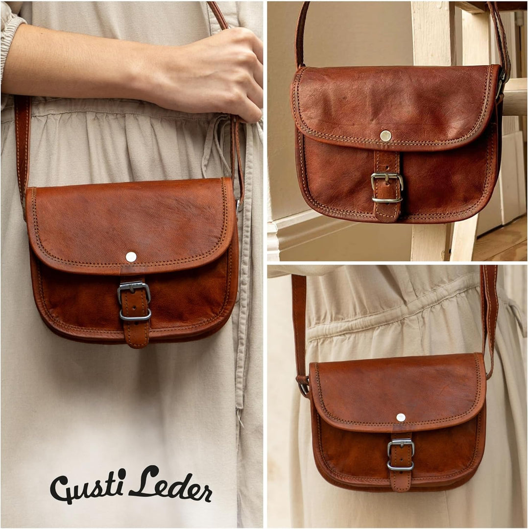 Gusti Leder Umhängetasche Mary | Handgefertigte Ledertasche Damen für Alltag & Freizeit I Elegante L