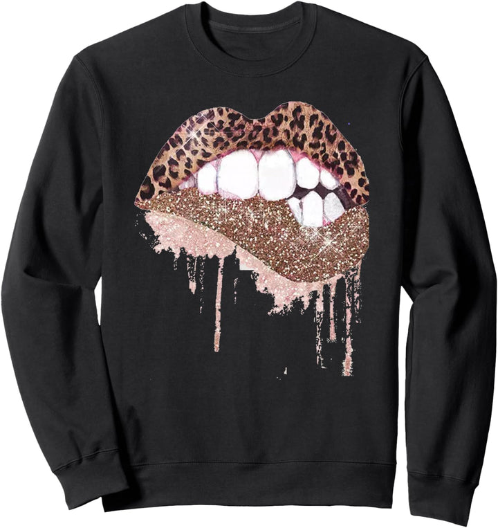 Gepard Animal Print Sexy Kussmund Leopardenmuster Lippen Sweatshirt