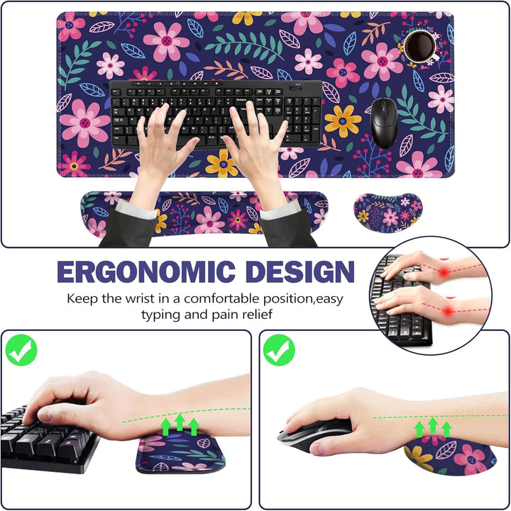 ToLuLu Erweitertes Gaming-Mauspad, Memory-Schaum, ergonomische Tastatur-Maus-Handgelenkauflage, gros