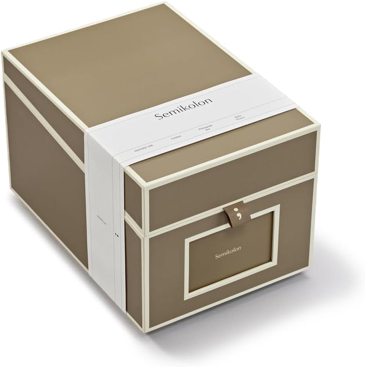 Semikolon 370079 CD- und Fotobox – 17,7 x 15,7 x 25,6 cm – für 10 x 15 cm Fotos – Cover fango beige,