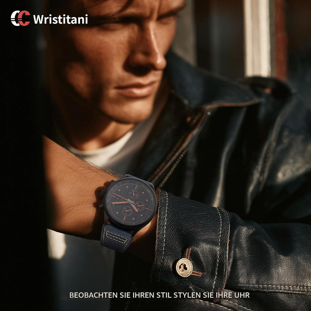 Wristitani Leder Uhrenarmband 22mm 20mm 18mm 19mm 21mm 23mm 24mm 26mm | Kompatibel mit Samsung Galax