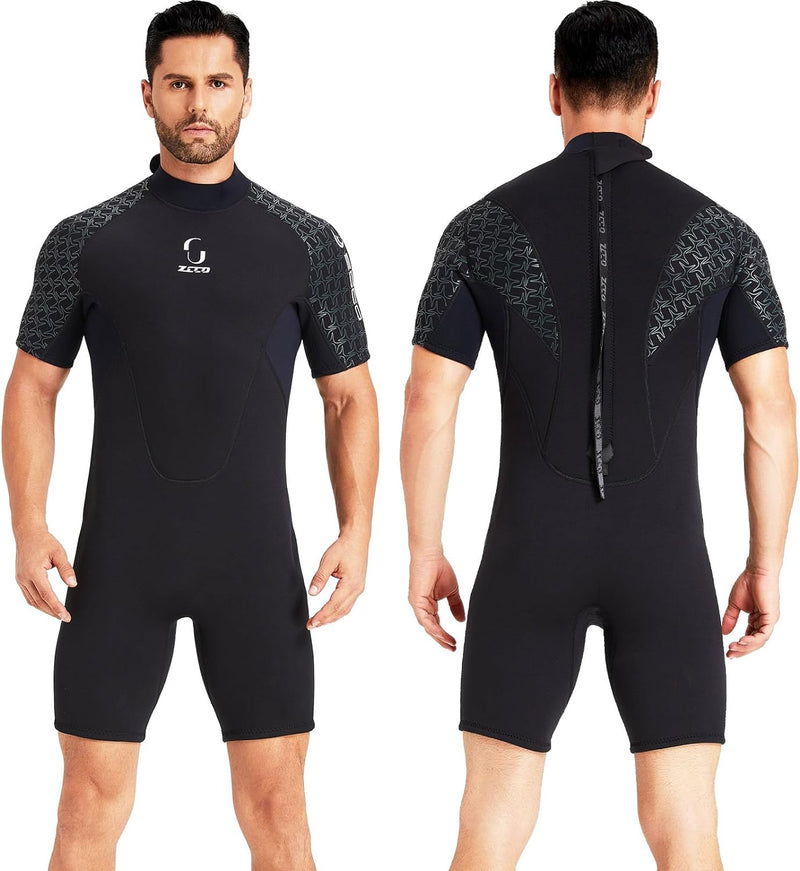 Neoprenanzug Damen Rückenreissverschluss Kurzer Neoprenanzug Herren 3mm Neopren Kurzarm Neoprenanzug