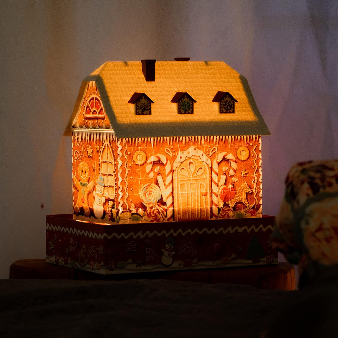 Ravensburger 3D Puzzle 11237 - Lebkuchenhaus Night Edition - LED beleuchtetes Knusperhäuschen als We