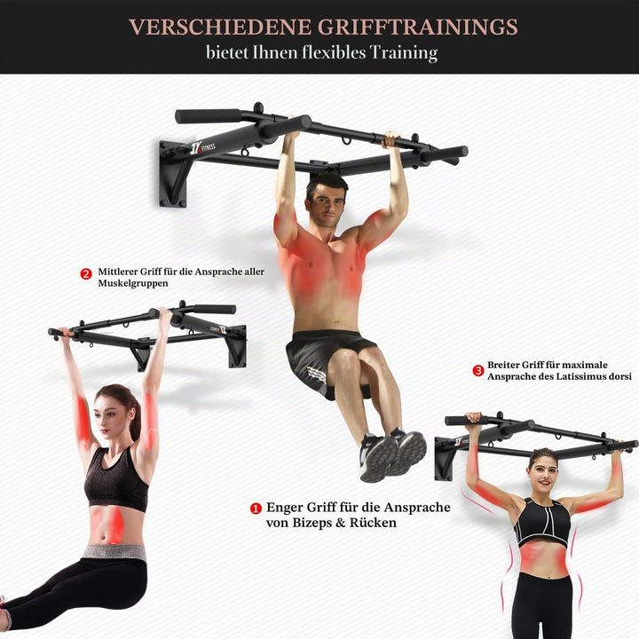 JX FITNESS Klimmzugstangen Klimmzugstange Wandmontage Heimturnhalle Pull Up Bar, 3 Ösen für TRX Trai