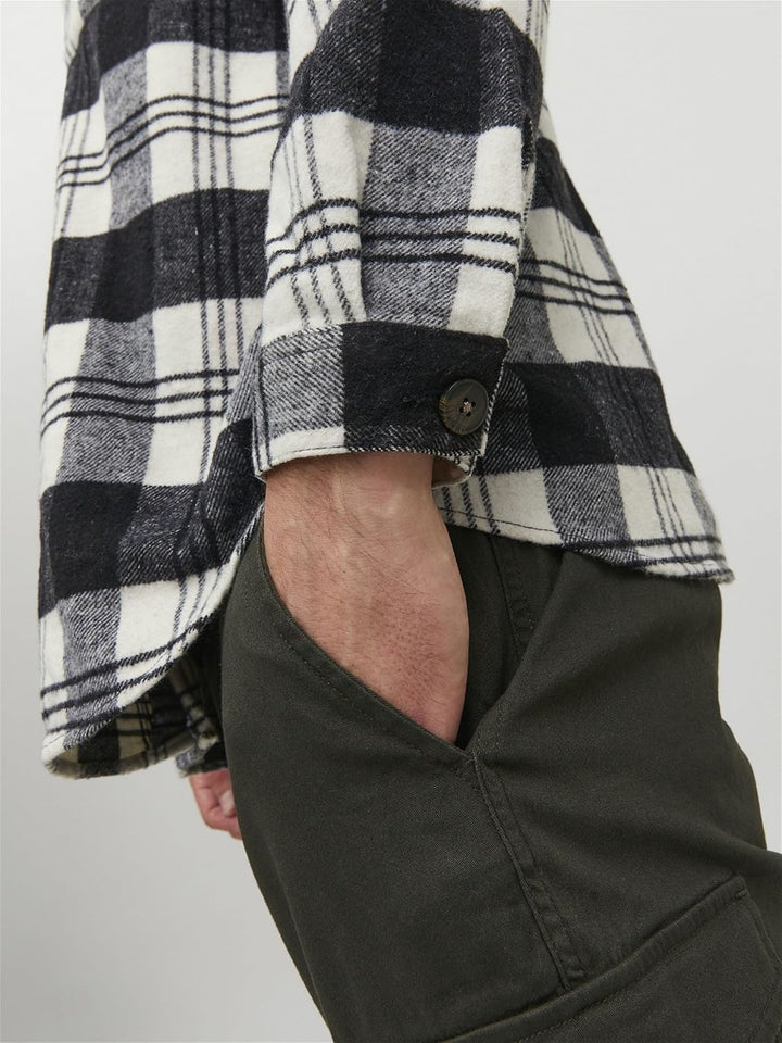 JACK & JONES Herren Jorollie Check Overshirt Ls Pls T-Shirt 3XL Navy Blazer, 3XL Navy Blazer