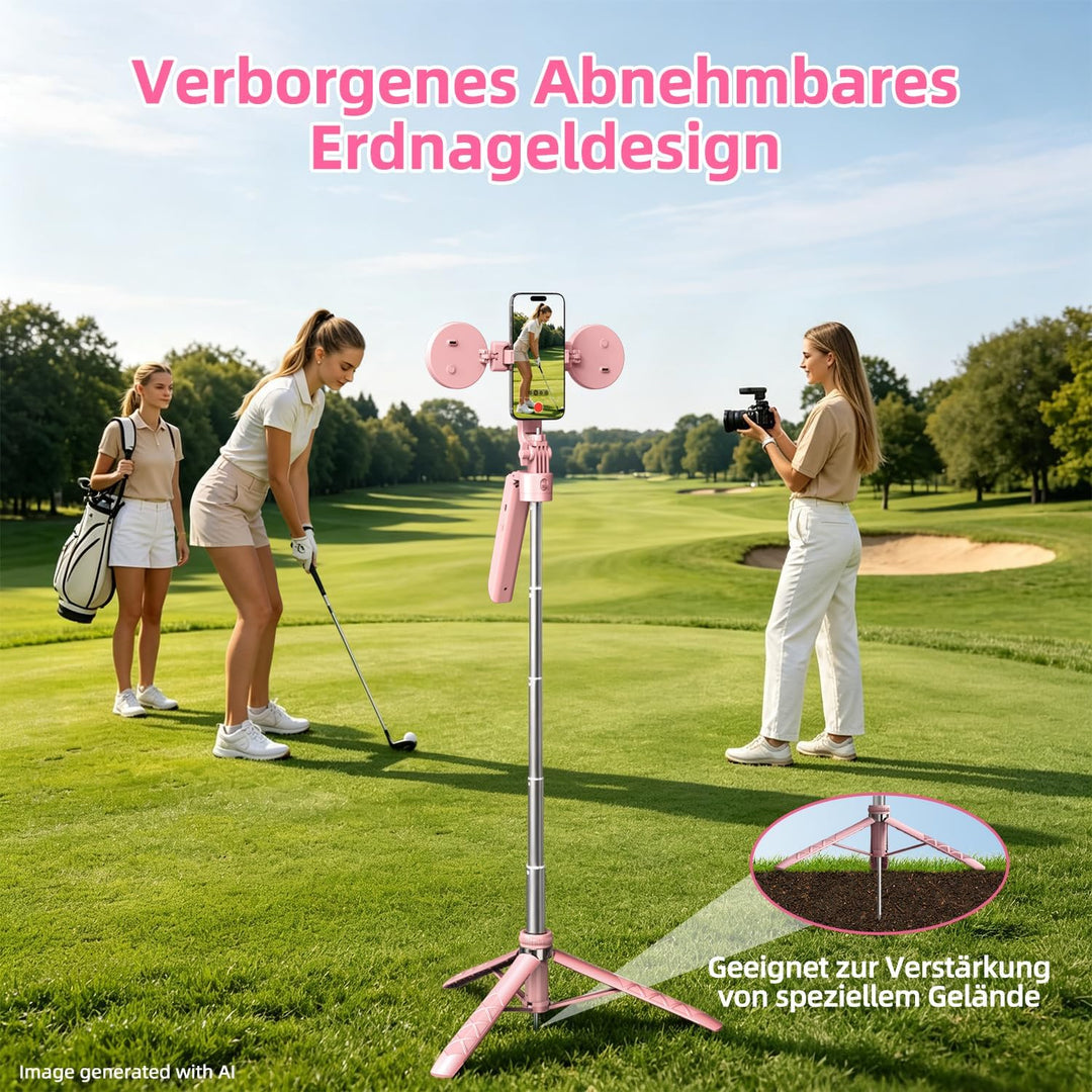 yAyusi Rosa Vlogging-Kit für iPhone/Android, 180cm Magnetisch Auto Face Tracking Handy Stativ für iP