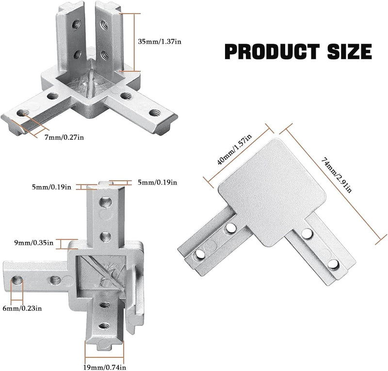 4er 3 Wege Aluprofil Eckverbinder Mit Schrauben, Eckhalterung Nut 6/8 Für Aluminium-Extrusionsprofil