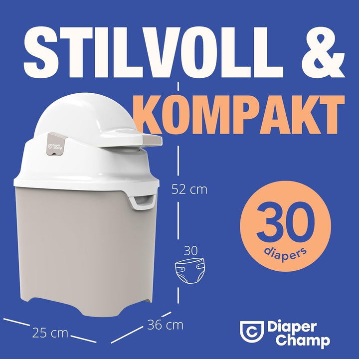 DIAPER CHAMP ONE Windeleimer - geruchsdicht - OHNE Nachfüllkassetten - funktioniert mit normalen her