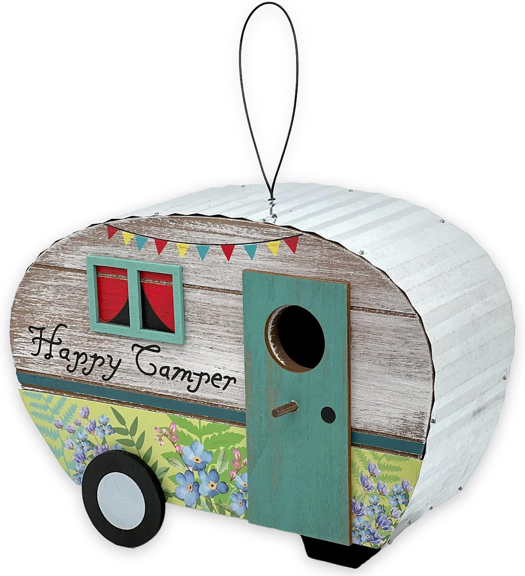 Vogelhaus aus Holz im Wohnwagen-Design, Nistkasten zum Hängen, Vogelfutterhaus Vogelkasten Futterhau