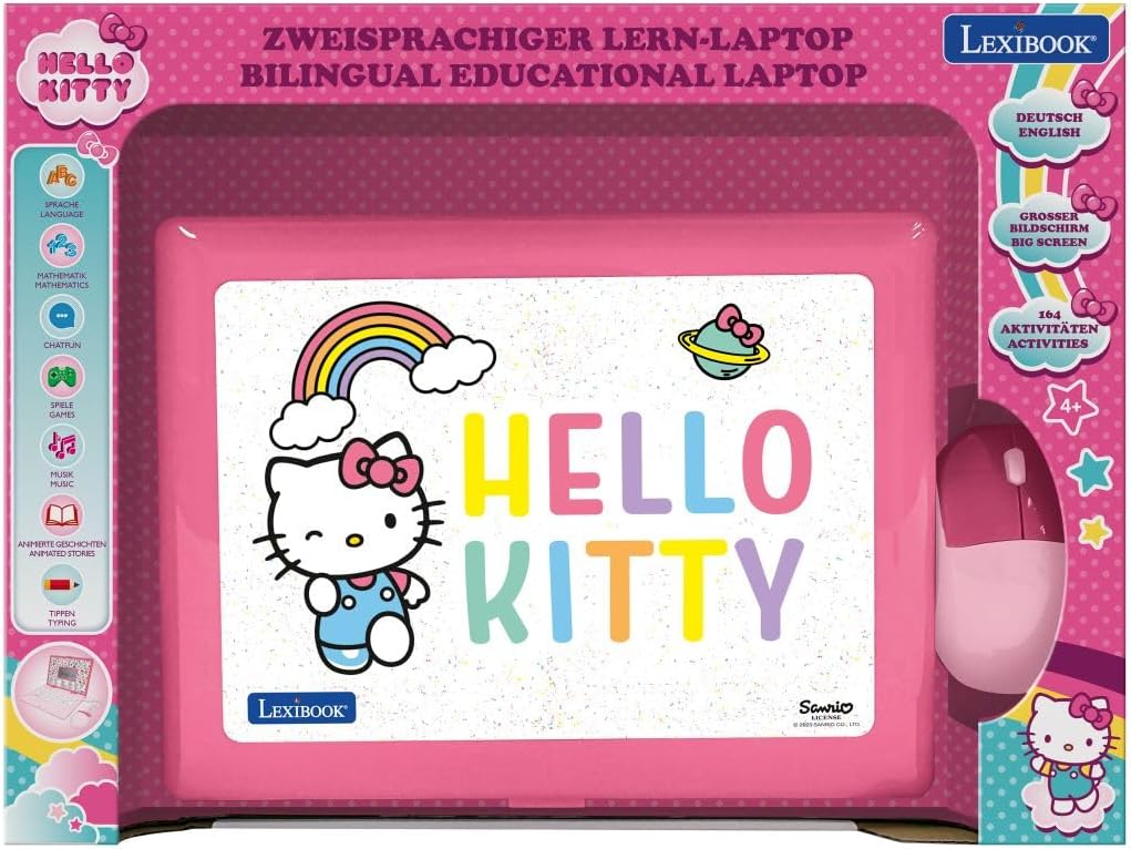Lexibook, Hello Kitty, Zweisprachiger Lern-Laptop Englisch/Deutsch,164 Aktivitäten: Sprache, Schreib