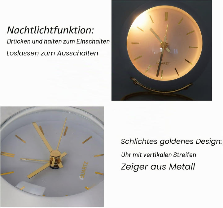 Lancoon Retro Quarzuhr Analogwecker Metall Batteriebetrieben Mit Nachtlicht Einfaches Niedliches Des