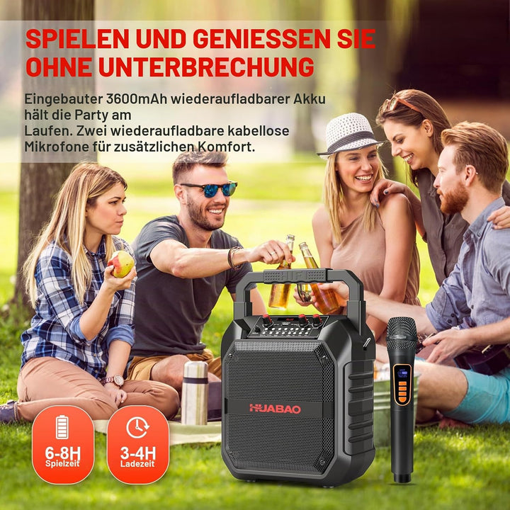 Karaoke-Maschine, tragbarer Bluetooth-Lautsprecher mit drahtlosem Mikrofon für Erwachsene & Kinder,