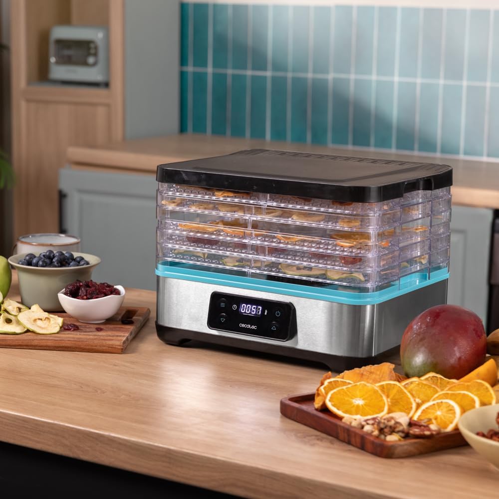 Cecotec VitaDry Pro Lebensmitteldehydrator, 300 W, Fruchtdehydrator mit 5 Ablagen, höhenverstellbar,