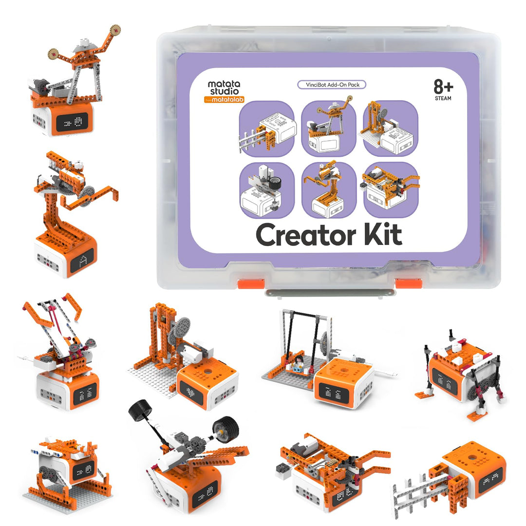 MatataStudio Creator Kit für VinciBot Kinder Programmierbarer Roboter mit 434 Bausteinen, Über 20 Ba