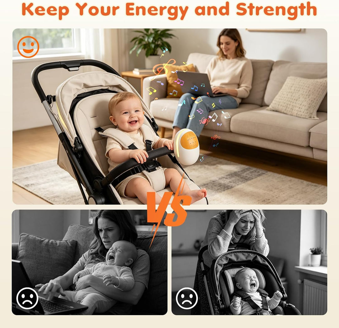 Kinderwagen Schaukler mit 5 Stufen & 1800mAh Akku, elektrischer Kinderwagenschaukler mit Bluetooth L