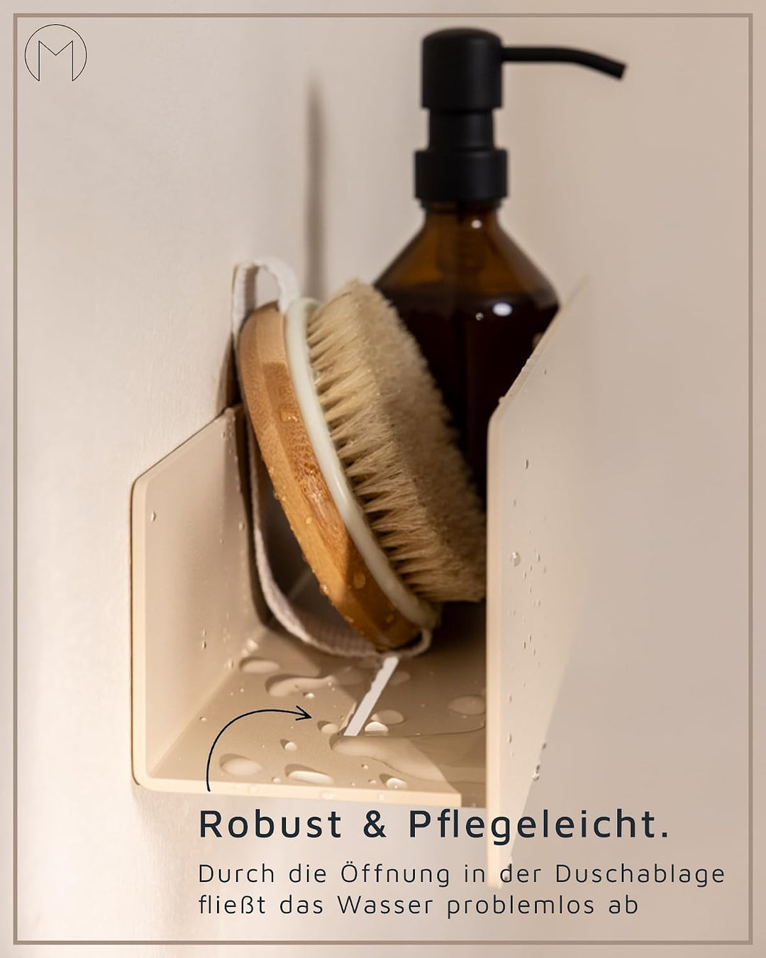 Metallbude Duschablage SHEA Cashew - Duschregal ohne Bohren - Pulverbeschichtetes Metall - Kratz-, S