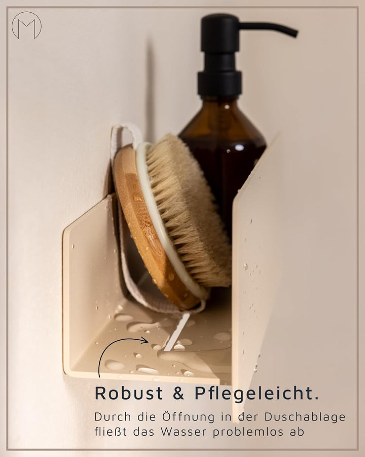 Metallbude Duschablage SHEA Cashew - Duschregal ohne Bohren - Pulverbeschichtetes Metall - Kratz-, S