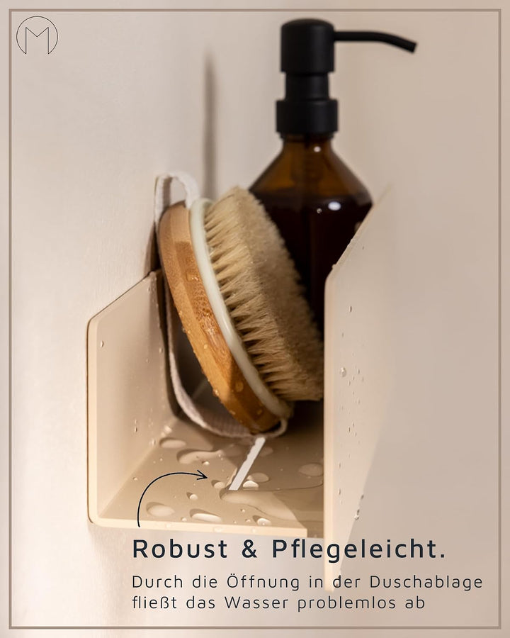 Metallbude Duschablage SHEA Schwarz - Duschregal ohne Bohren - Pulverbeschichtetes Metall - Kratz-,