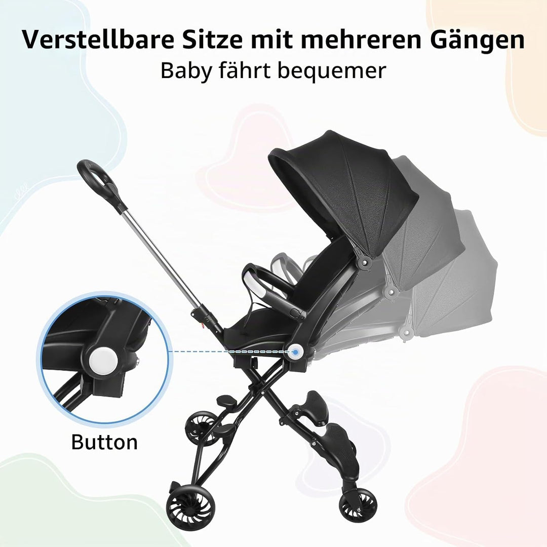 Dreirad für Kinder mit Stauraum, Sonnenblende, Explorer-Dreirad, faltbar und skalierbar, für Kleinki