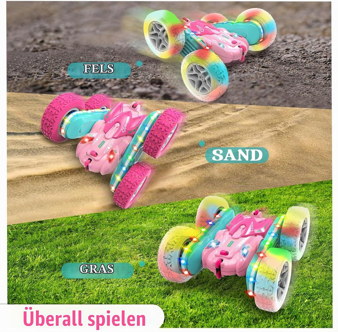 seveclotree Ferngesteuertes Auto Mädchen,Geschenk Mädchen 3 4 5 6 7 8 9 Jahre,2.4Ghz 4WD 360° Flip F