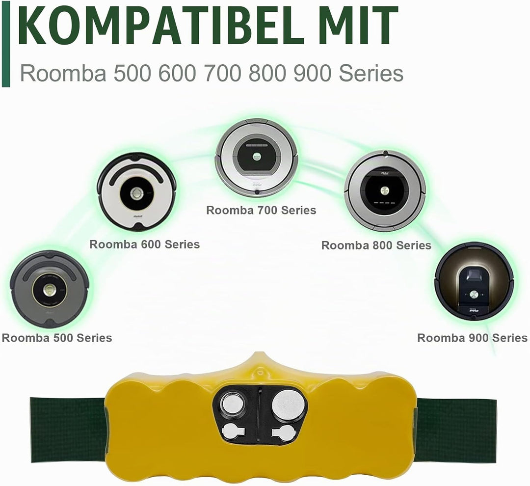 5000mAh Ersatzakku für iRobot Roomba 14,4V 500 600 800 800 900 510 530 532 535 540 550 560 562 570 5