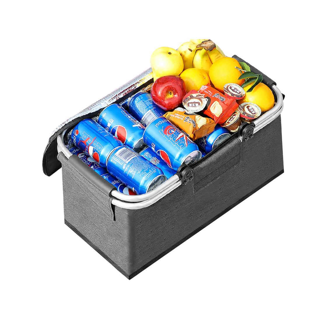 Picknickkorb 25L Einkaufskorb Faltbar Gross Picknickkorb Kühlkorb Einkaufskorb mit Deckel Tragekorb