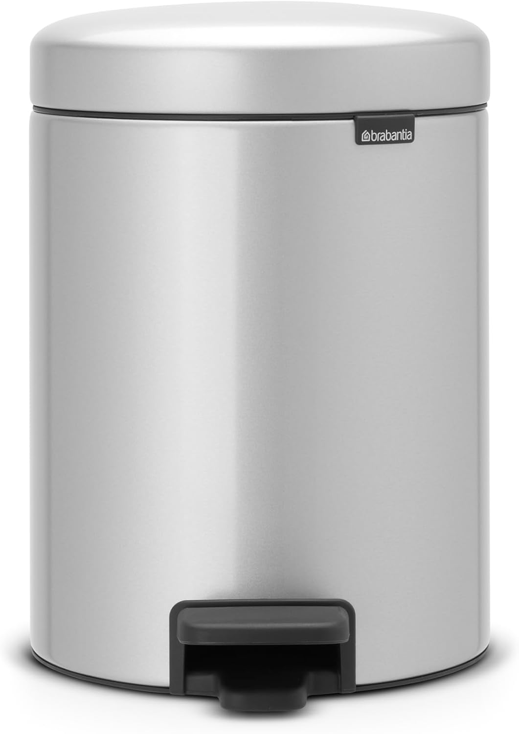 Brabantia 112904 Treteimer mit Inneneimer aus Kunststoff, stahl, Metallic Grau, 5 Liter 5 Liter Meta