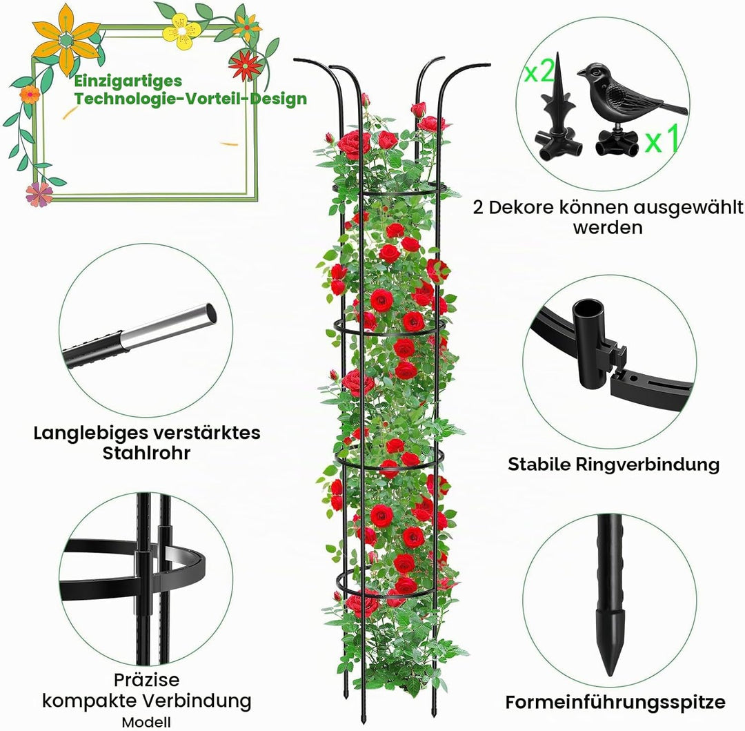 MQUPIN Rankhilfe Garten Obelisk Upgraded Turm Rosen Rankhilfe FüR 192cm, Durable U-FöRmige Obelisk R
