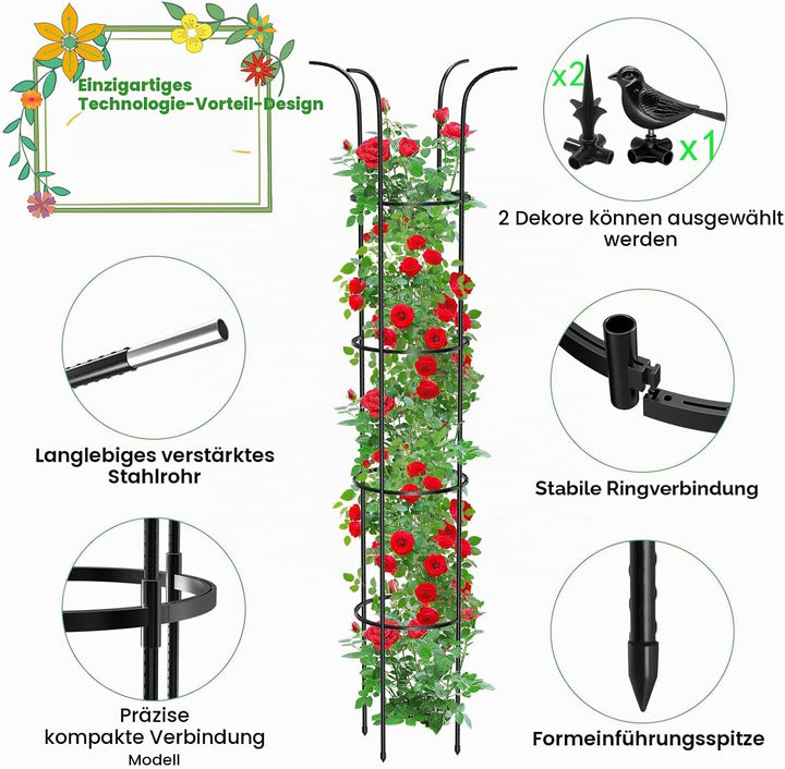 MQUPIN Rankhilfe Garten Obelisk Upgraded Turm Rosen Rankhilfe FüR 192cm, Durable U-FöRmige Obelisk R