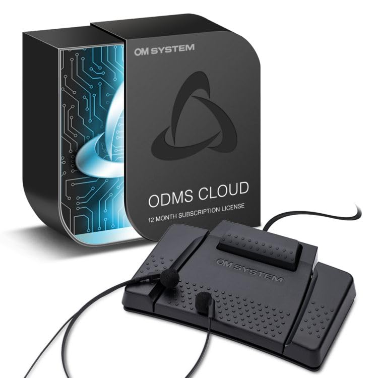 OM SYSTEM AS-9100 Transkription Kit ODMS Cloud Lizenz für 1 Jahr mit Fussschalter und Kopfhörer