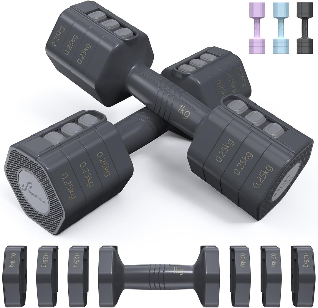 Sportneer Verstellbare Hanteln Frauen Set: Hanteln Set je 1-2,5 kg Gewichte, 4-in-1 Adjustable Hexag