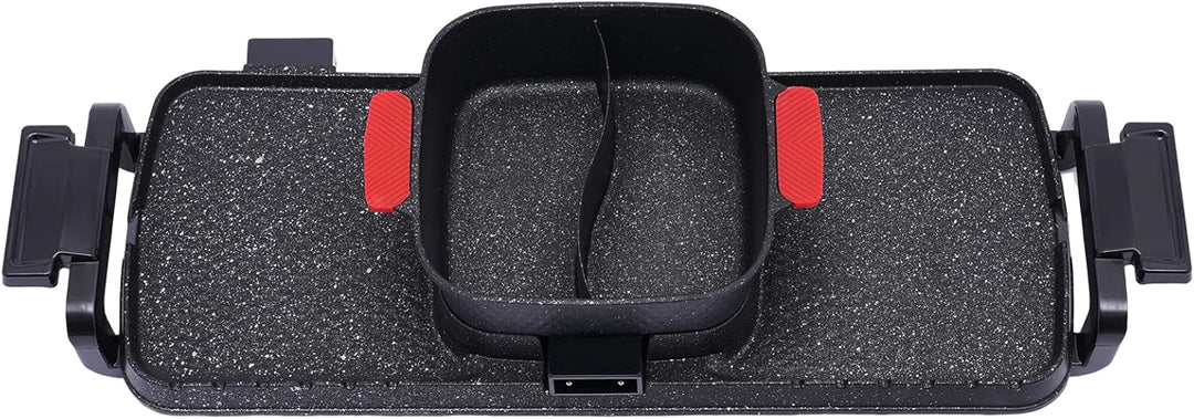 2 in 1 Elektrischer Hot Pot Grill,Multifunktionale BBQ Hot Pot,Kochplatte mit Temperaturregelung, Se