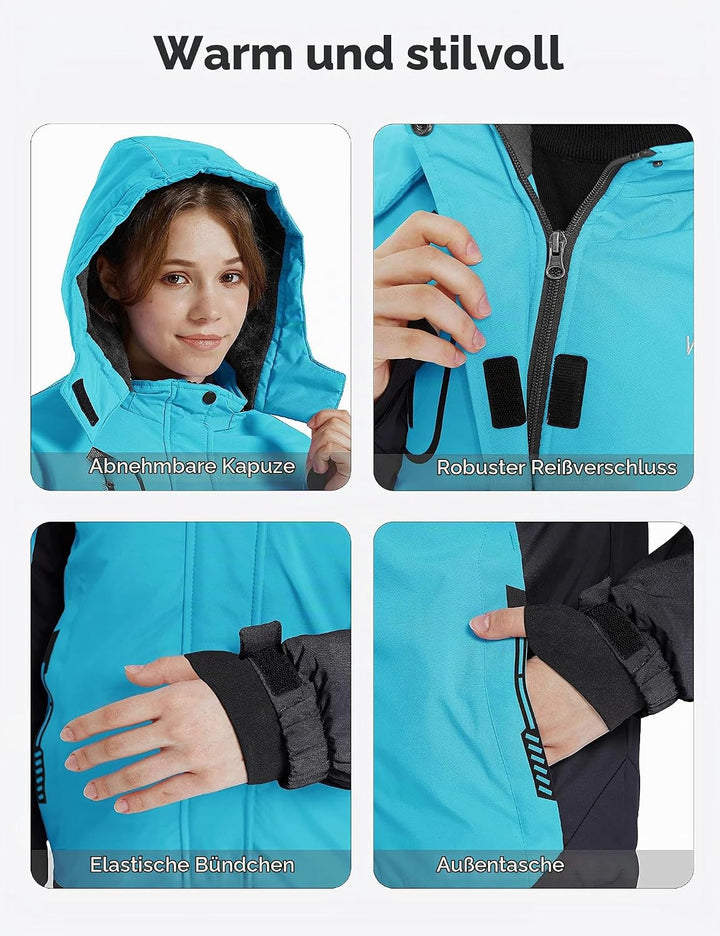Wantdo Mädchen Berg Ski Jacke Warmer Winter Fleece Mäntel Wasserdichter Atmungsaktive RegenMäntel Ou