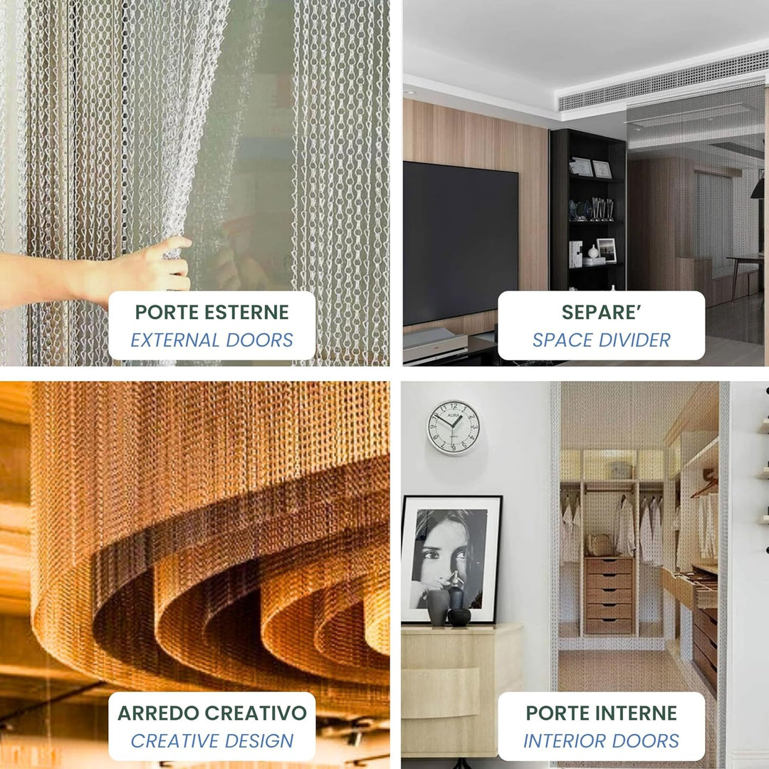 TENDAGGIMANIA - FLIEGENVORHANG für Türen und Fenster, Modell: Kette aus Aluminium - Farbe: Gold - Ma