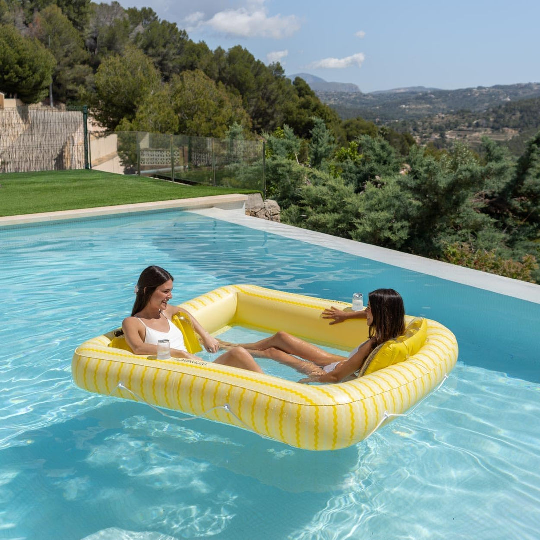 Flamingueo Luftmatratze Pool - Wassermatratze - Extra gross - Gitterboden - Zwei Getränkehalter - Zw