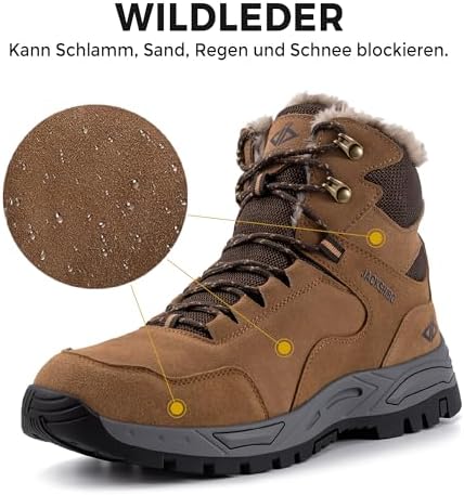 JACKSHIBO Winterschuhe Herren Winterstiefel damen mit Warm Gefüttert Wasserdicht Schneeschuhe Rutsch