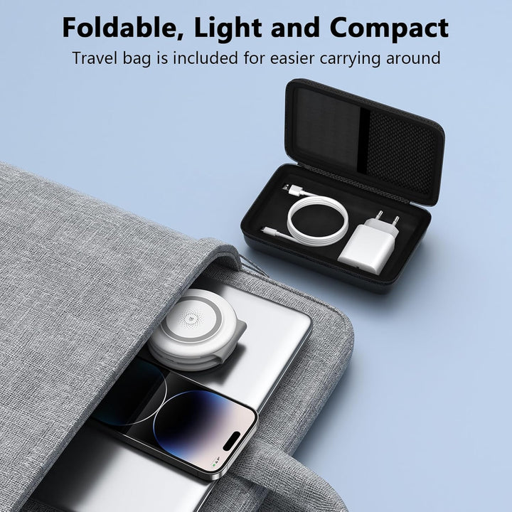 3 in 1 Faltbar Induktive Ladestation,Magsafe Kabelloses Ladegerät für Apple Watch und iPhone 16/15/1