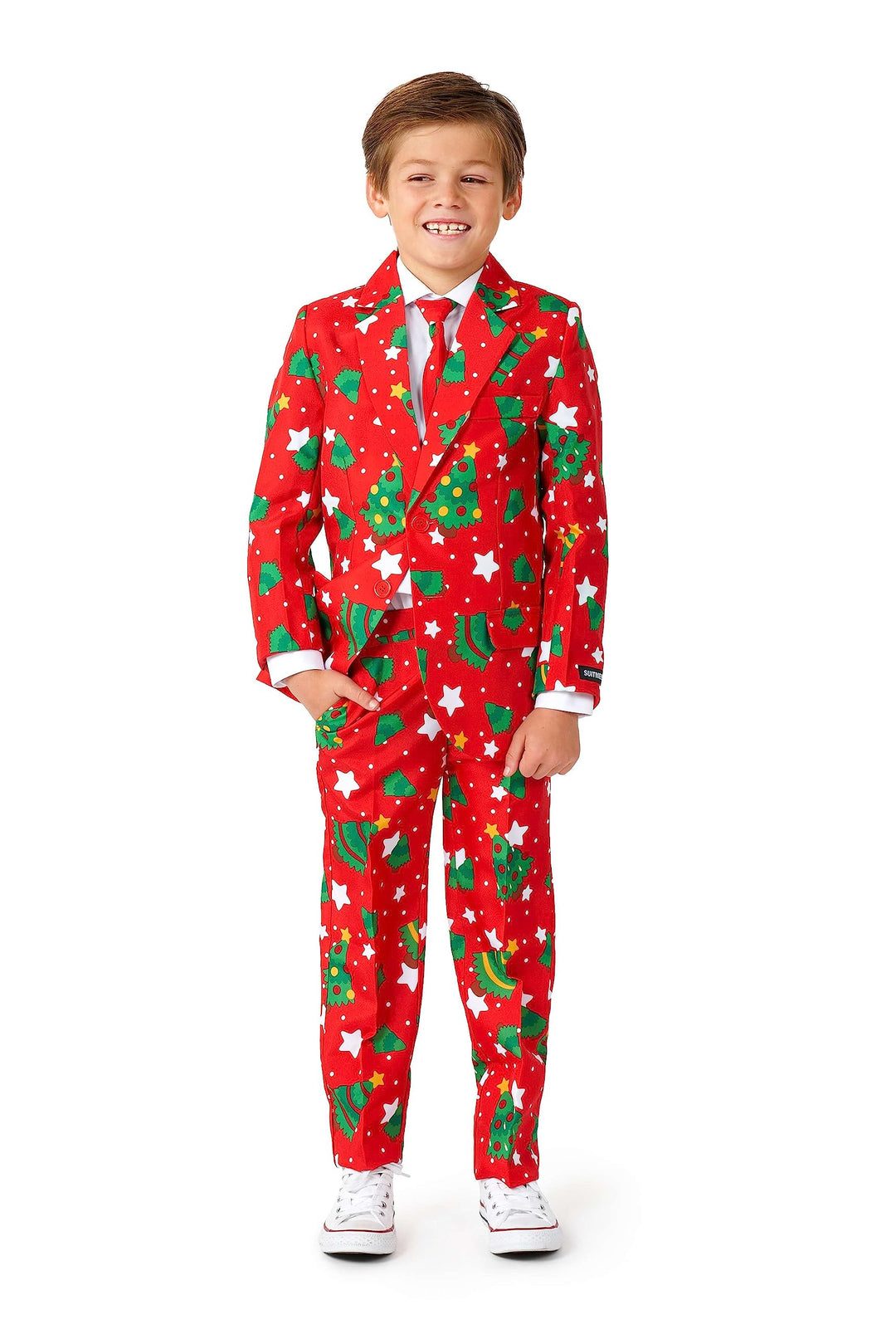 Suitmeister Weihnachtsanzug für Jungen - lustige hässliche Weihnachtskleidung mit echten Lichtern -