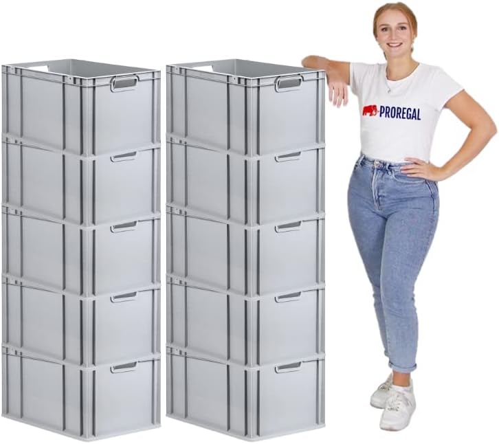 PROREGAL SuperSparSet 10x Eurobox NextGen Grip | HxBxT 32x40x60cm | Griffe offen | Verstärkter Boden
