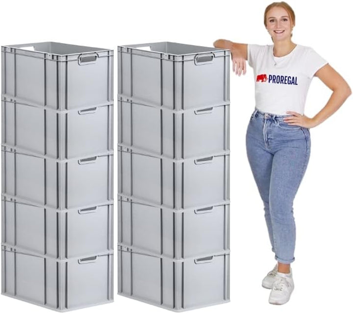 PROREGAL SuperSparSet 10x Eurobox NextGen Grip | HxBxT 32x40x60cm | Griffe offen | Verstärkter Boden