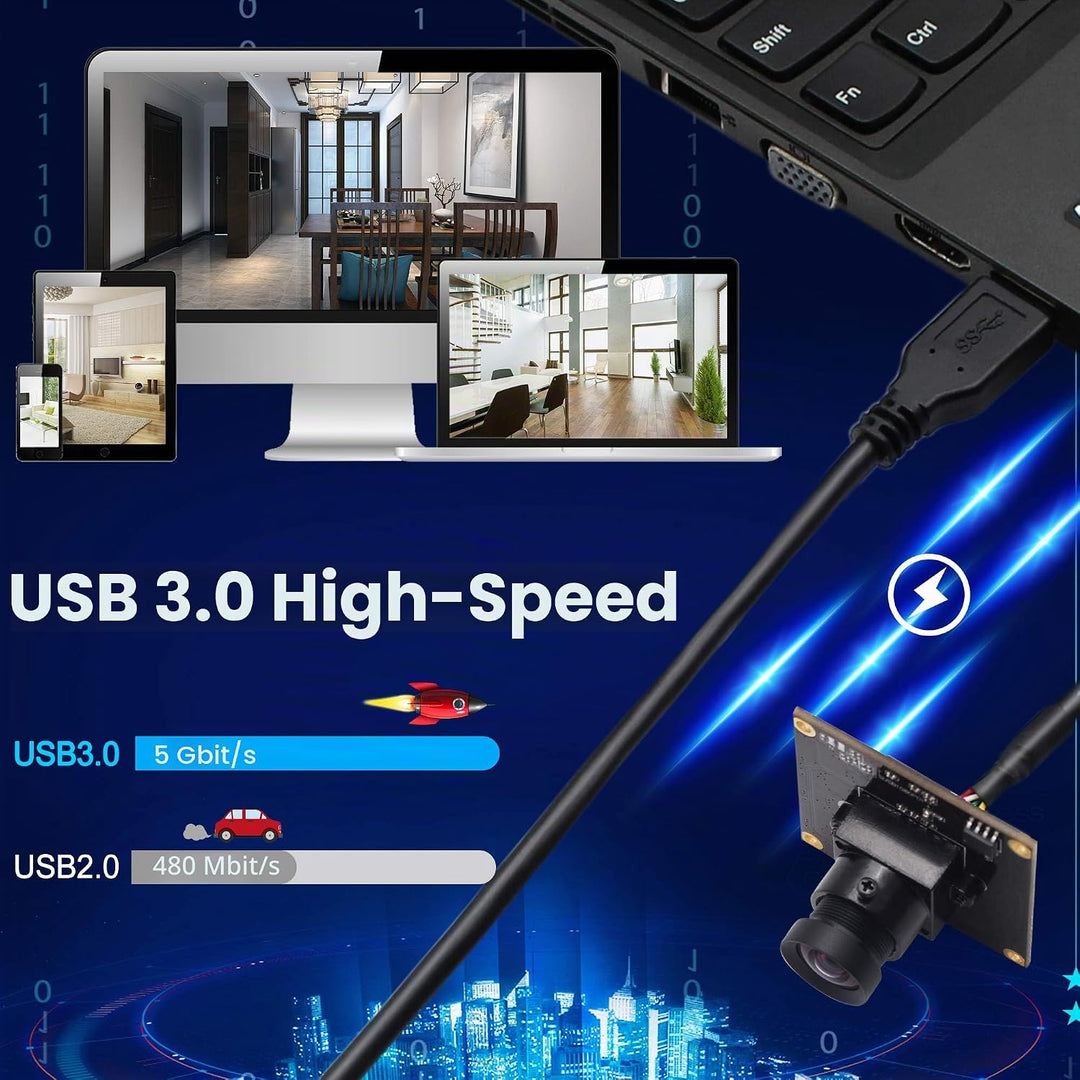 ELP No Distortion Kamera USB3.0 Compatible with Sensor Sony IMX291 50fps 1080P Webcam SUSB1080P01-LC
