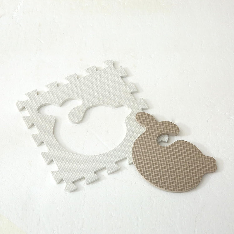 Puzzlematte Baby Kinder Puzzlematten Schadstofffrei Spielmatte Beige Krabbelmatte Tiere Eva Schaumst