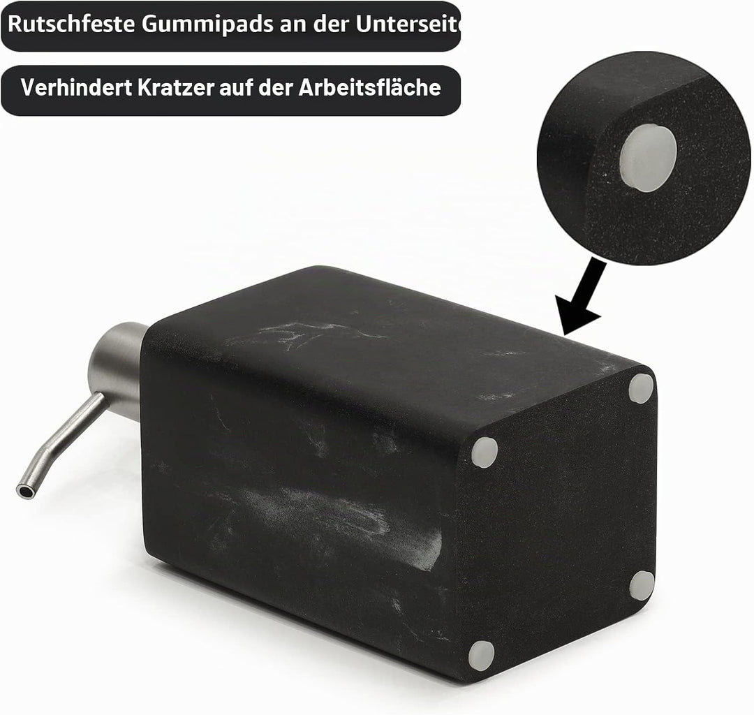 Suanti Badezimmer-Seifenspender-Set, weiss und schwarz, Marmor-Stil, mit rostfreier Silberpumpe, dek