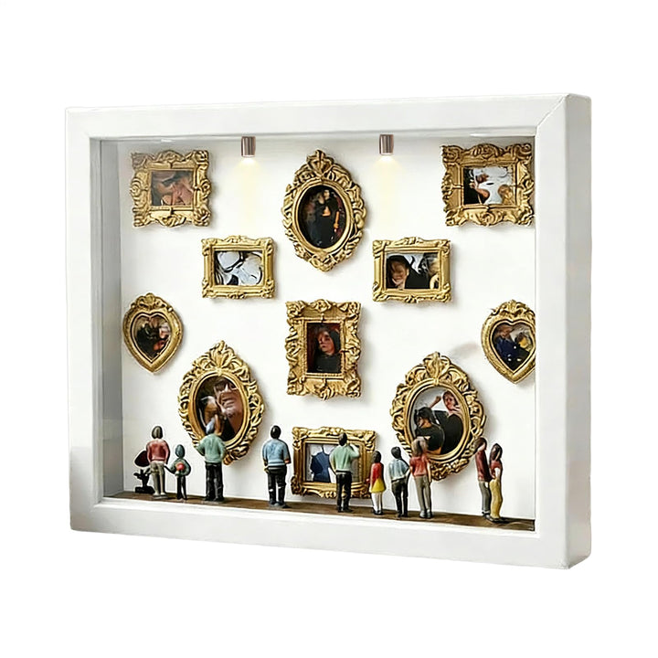 Mini-Museums-Silhouettenbox, Museumsbox-Bilderrahmen-Set mit Mini-Figuren und Lichtern, Bilderrahmen