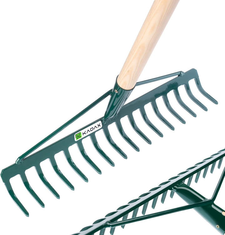KADAX Rechen, breite Harke für Garten, Beet, Rasen, Gartenharke, Bügelrechen, Rasenrechen aus Metall