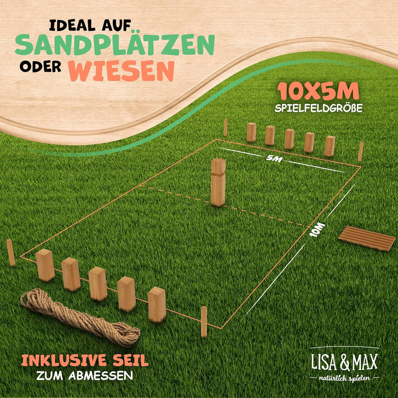 Wikinger Kubb Spiel Test SEHR GUT aus robustem Premium FSC Buchen Holz - Schweden Schach Made in EU