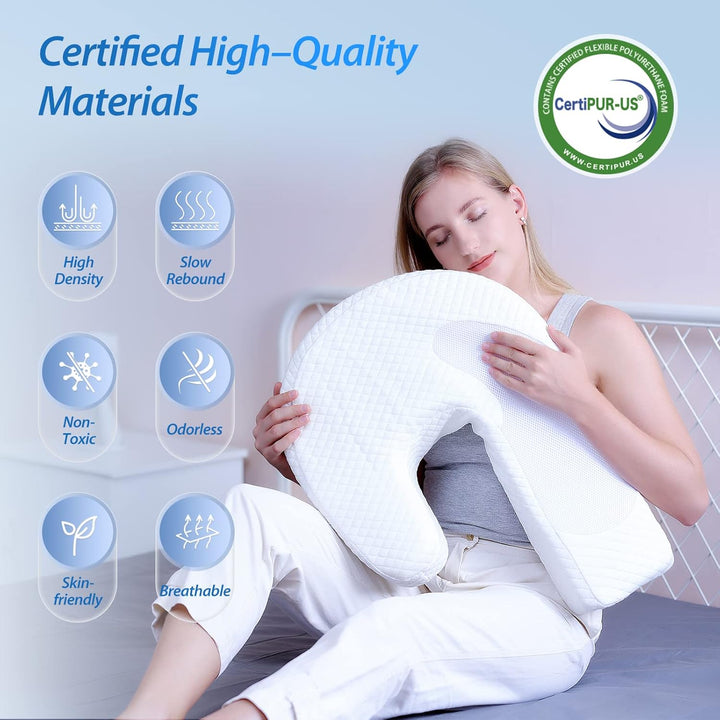 HOMCA Seitenschläferkissen U-förmiges Memory Foam Kopfkissen Ergonomisches Für Bauchschläfer und Sei