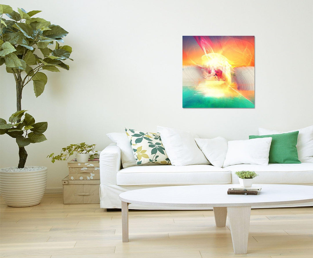 Paul Sinus Art Wandbild Pastell Abstrakt312_60x60cm Bild auf Leinwand Bunte fröhlich Abstraktes Moti